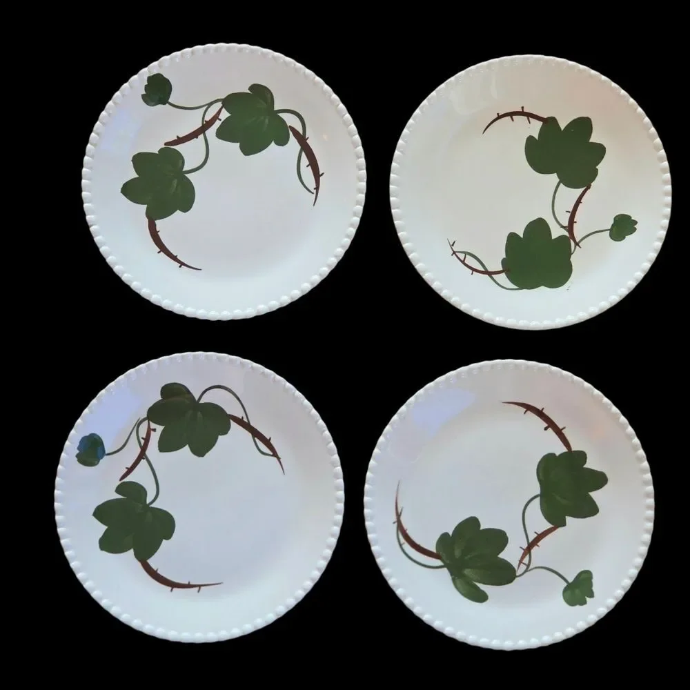 Blue Ridge Southern Ivy Hand Painted Candlewick Edges Set of 4 Bread Plates 7